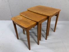 Mid Century nest of three tables, the largest approx 52cm x 40cm x 50cm