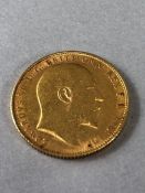 Gold Full Sovereign coin dated 1905