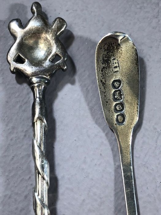 Silver hallmarked Georgian Mustard spoon London 1837 by maker IH poss Joseph & Albert Savory and a - Image 6 of 6