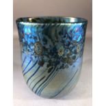 JONATHAN HARRIS - contemporary studio glass vase decorated with iridescent tonal spots, flowers