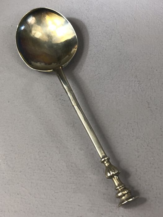 Silver spoon hallmarked for London 1780 with large hammered bowl and maker CH possibly Charles