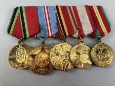 Medal group comprising Five Russian Commemorative medals with ribbons