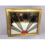 Modern gilt framed mirror with sunburst design, approx 93cm x 77cm