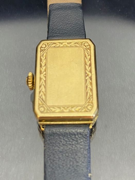 14ct Gold cased Art Deco style wristwatch, case and movement marked for The York Watch Company and - Image 2 of 18