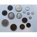 coins to include George III penny 1806, cartwheel penny 1707, crowns etc (15)