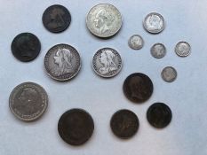 coins to include George III penny 1806, cartwheel penny 1707, crowns etc (15)