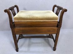 Edwardian piano stool with inlaid detailing and adjustable height mechanism