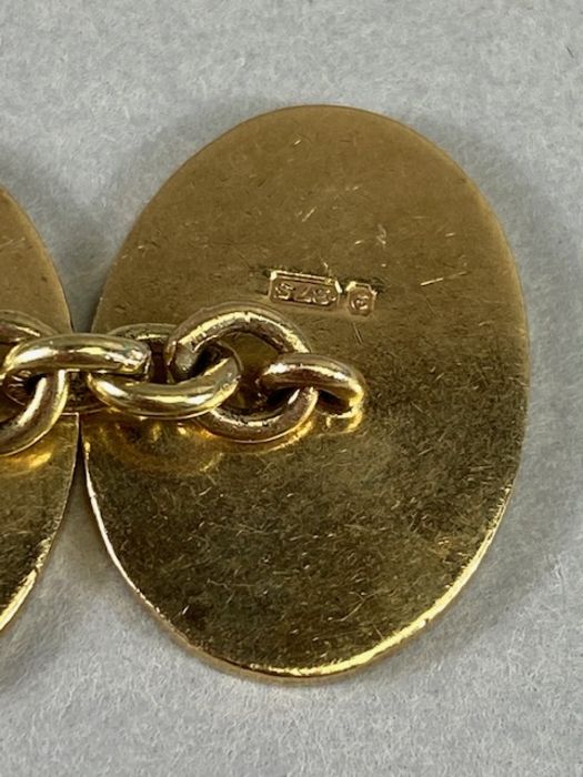 Pair of Oval 9ct Gold fully hallmarked cufflinks total weight approx 13.6g - Image 6 of 6