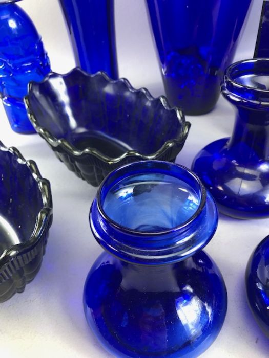 Large collection of Blue Glass decorative Bottles approx 15 in total - Image 5 of 12