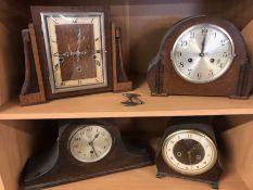 Collection of four mantel clocks, one in the Art Deco style