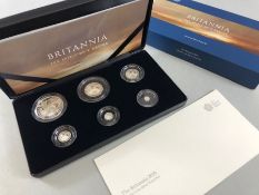 The Britannia 2019 UK Six – Coin Silver Proof Set Alloy 999 AG. Weight 31.21g, 15.71g, 7.86g, 3.15g,