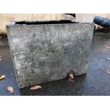 Large vintage galvanised metal water tank / garden planter, approx 72cm x 54cm x 56cm tall