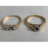 2 * 18ct Gold * platinum rings scrap or repair two diamonds both A/F total weight approx 4.1g