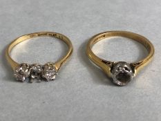 2 * 18ct Gold * platinum rings scrap or repair two diamonds both A/F total weight approx 4.1g