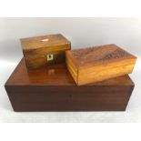 Good collection of three wooden boxes one with brass inlay