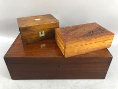 Good collection of three wooden boxes one with brass inlay