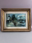 Oil on Board of a river scene signed Hugh Chevins approx 18 x 19cm