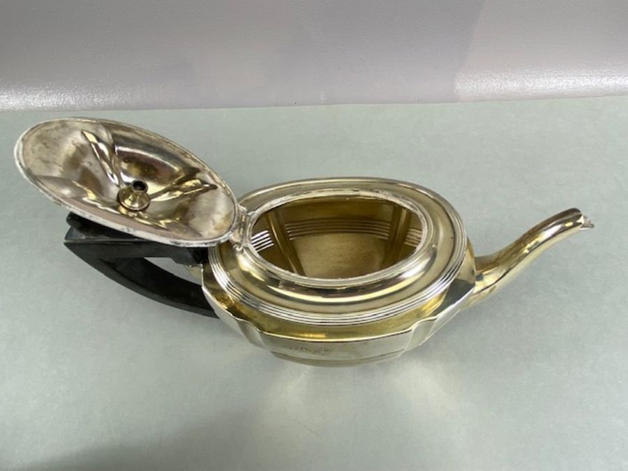 Victorian Silver hallmarked tea service comprising silver Teapot (308g), twin handled sugar bowl ( - Image 7 of 12