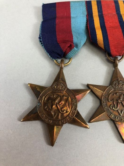 Medals: 1939 -45 Star, Burma Star and war medal with ribbons on bar - Image 2 of 7