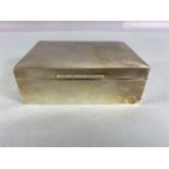 Silver Hallmarked cigarette box, hinged lid, wooden lined approx 11.5 x 8.5 x 4cm hallmarked for