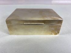 Silver Hallmarked cigarette box, hinged lid, wooden lined approx 11.5 x 8.5 x 4cm hallmarked for