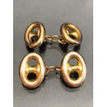 Pair of 10ct Gold oval cufflinks (approx 6.1g)