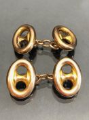 Pair of 10ct Gold oval cufflinks (approx 6.1g)