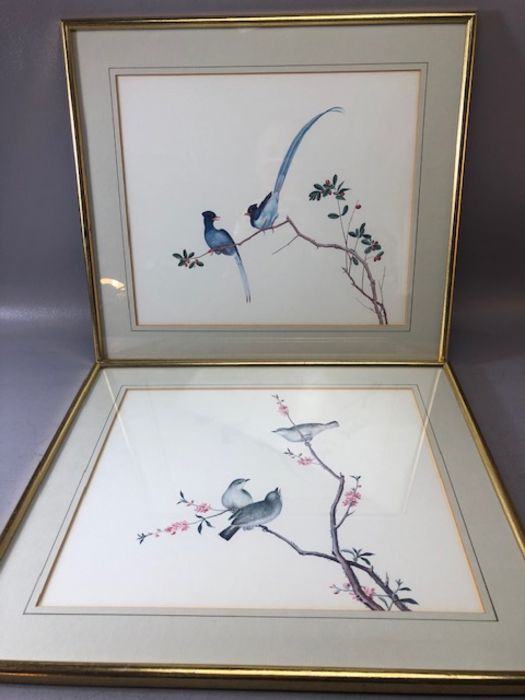 Pair of Chinese framed prints of birds, each approx 36cm x 31cm (inside mount) - Image 2 of 18