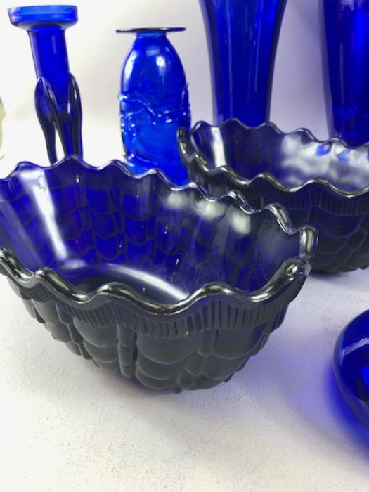 Large collection of Blue Glass decorative Bottles approx 15 in total - Image 6 of 12