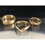 Three 9ct Gold rings total weight approx 5.1g