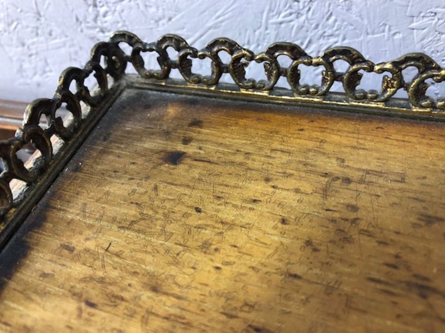 Antique writing desk on turned legs and castors with burgundy leather insert and gallery with - Image 14 of 17