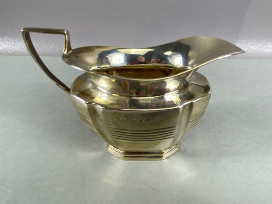 Victorian Silver hallmarked tea service comprising silver Teapot (308g), twin handled sugar bowl ( - Image 8 of 12