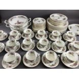 Royal Albert 'Moss Rose' pattern part dinner and tea service to include: 16 teacups and saucers, one