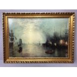 After JOSEPH MALLORD WILLIAM TURNER 'Keelmen heaving in coals by moonlight', colour print, approx