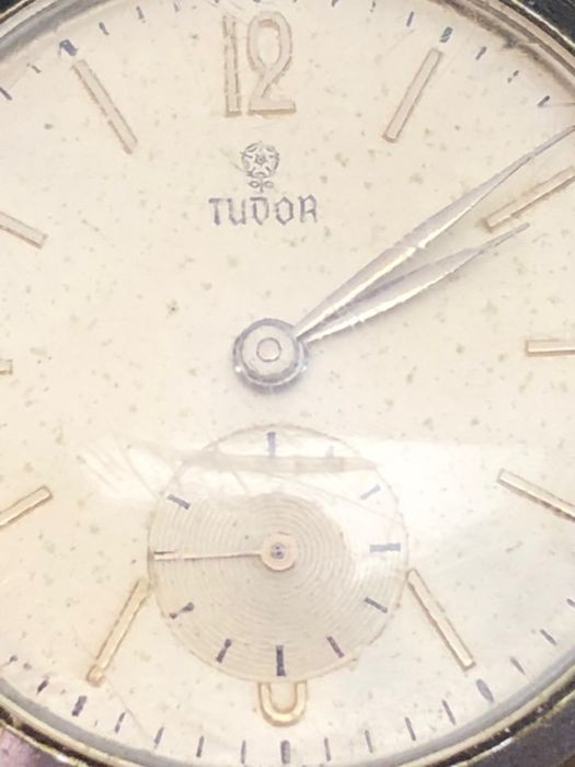 Rolex Tudor champagne dial wristwatch with subsidiary dial and stainless steal case (winds and - Image 2 of 5