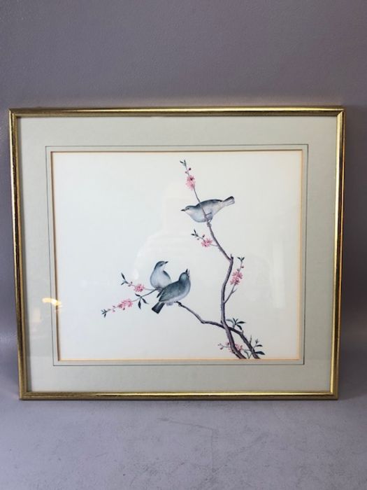 Pair of Chinese framed prints of birds, each approx 36cm x 31cm (inside mount) - Image 11 of 18