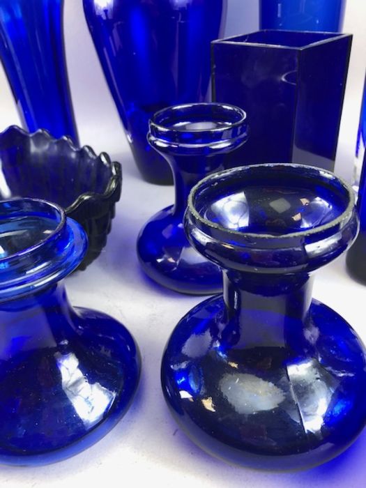 Large collection of Blue Glass decorative Bottles approx 15 in total - Image 4 of 12