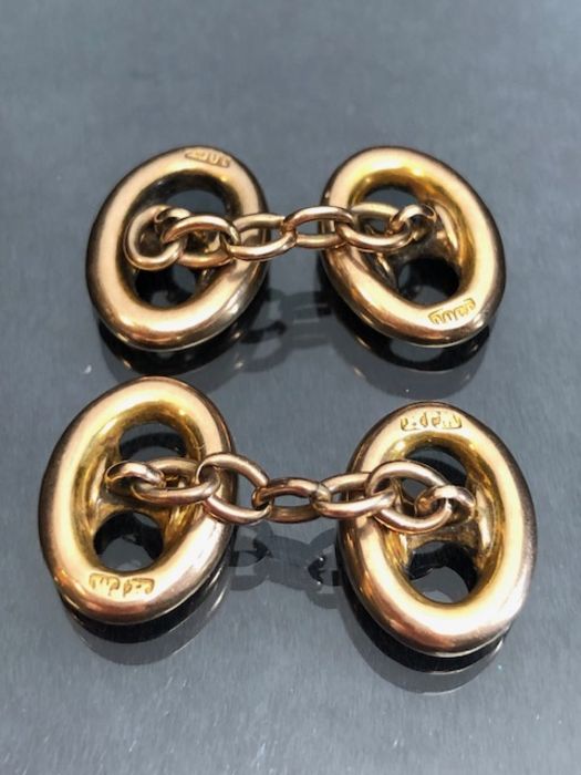 Pair of 10ct Gold oval cufflinks (approx 6.1g) - Image 2 of 4