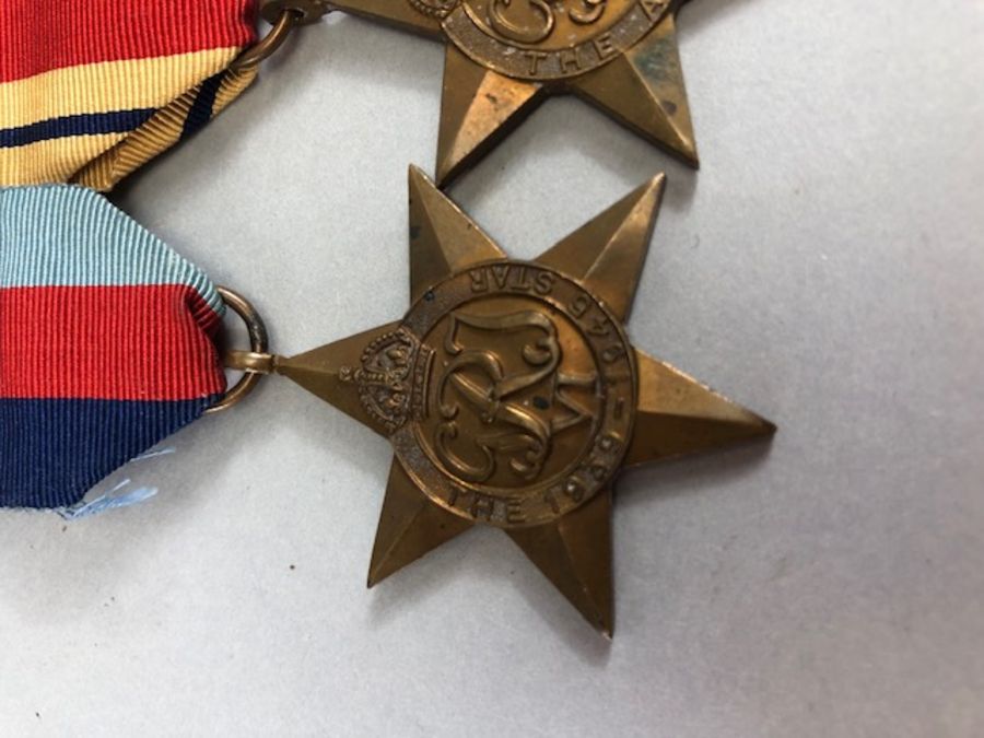 Medals: WWII medal set comprising Africa Star, Defence medal, War medal and 1939-45 star with bar - Image 2 of 8