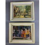 Two interesting framed pictures, one in the manner of Maurice Utrillo of a Parisian scene, the