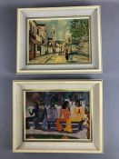 Two interesting framed pictures, one in the manner of Maurice Utrillo of a Parisian scene, the