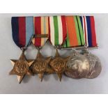 Medals: WWII group of five medals to include the Africa Star and North Africa 1942 - 43 bar and