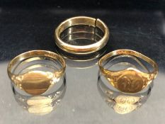 Three 9ct Gold rings A/F total weight approx 5.4g