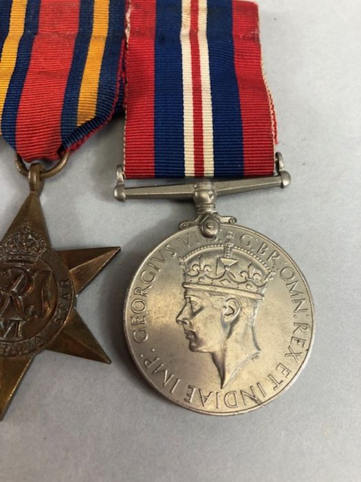 Medals: 1939 -45 Star, Burma Star and war medal with ribbons on bar - Image 4 of 7
