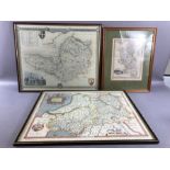 Collection of three antique framed maps: 'Buckinghamshire' published by Fullarton & Co, '