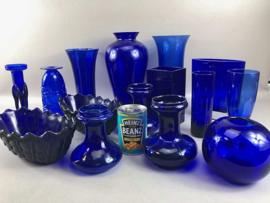 Large collection of Blue Glass decorative Bottles approx 15 in total - Image 12 of 12