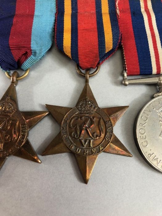 Medals: 1939 -45 Star, Burma Star and war medal with ribbons on bar - Image 3 of 7