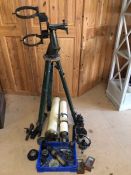 Collection of possibly Militaria or scientific instruments, gauges, tripod, scope/ telescope,