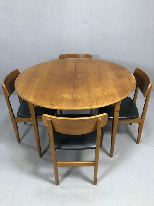 Mid century teak extending dining table by Nathan accompanied by four teak dining chairs with - Image 2 of 10