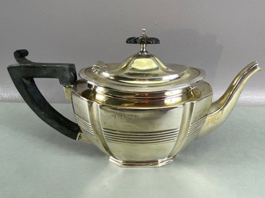 Victorian Silver hallmarked tea service comprising silver Teapot (308g), twin handled sugar bowl ( - Image 2 of 12